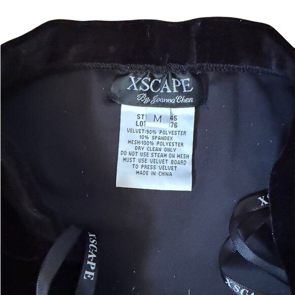 XSCAPE Black Velvet Mesh-Inset Maxiskirt (M) - Picture 6 of 6